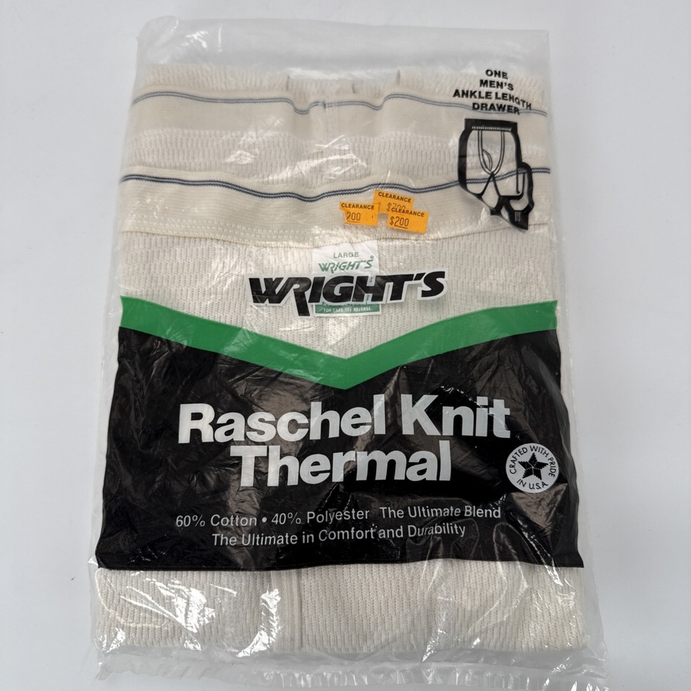 Vintage Wright's Thermal Pants Mens Large 38-40 Heavyweight‎ Raschel Long Johns